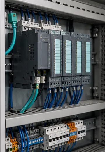 PLC y módulos de control industrial