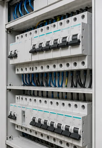 Cuadro eléctrico con protecciones y carril DIN